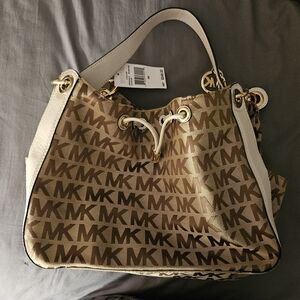 Michael Kors Brown Logo Drawstring Hobo Bag Ludlow